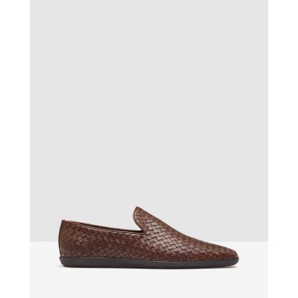 Alfonce Woven Loafer Shoes Dark Brown by Oxford