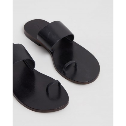 Anais Leather Slides Black Leather by Atmos&Here