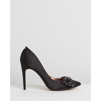 Aselly Pumps Black Satin & Pink Blossom Satin by Ted Baker