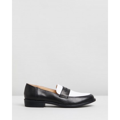 Babba Leather Loafers Black & White Leather by Atmos&Here