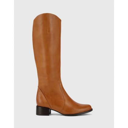 Bernia Wide Fit Long Boots Tan by Wittner
