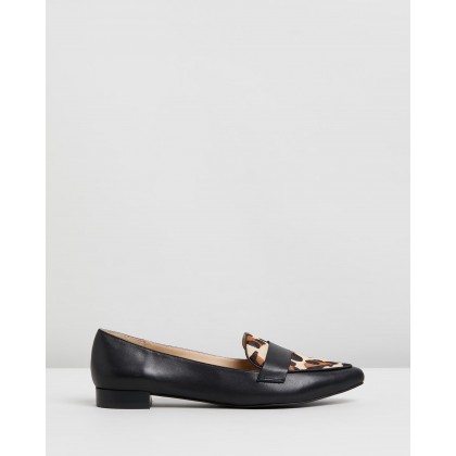 Cara Leather Loafers Black & Leopard Pony by Atmos&Here