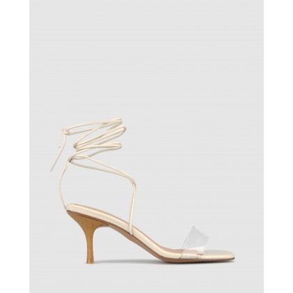 Celia Ankle Tie Heeled Sandals Off White/Clear by Zu