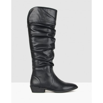 Cleveland Ruched Knee High Boots Black by Betts