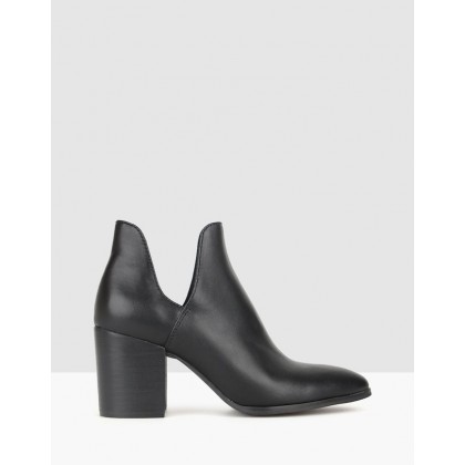 Click Cut Out Block Heel Boots Black by Betts