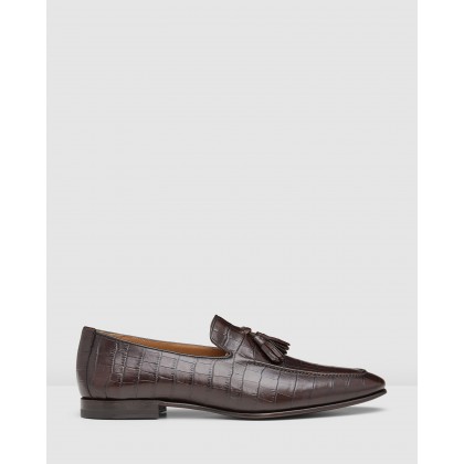 Connery Loafers Croc. Brown by Aquila