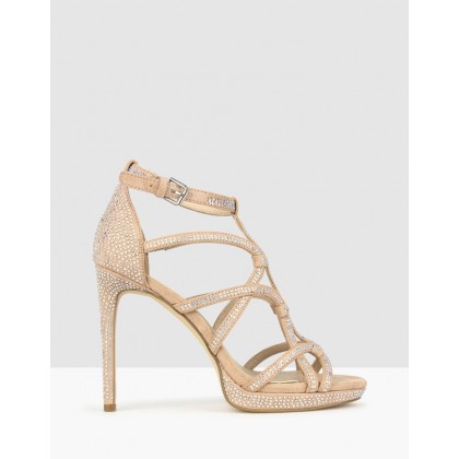 Conspire Diamante Stiletto Dress Sandals Nude by Betts