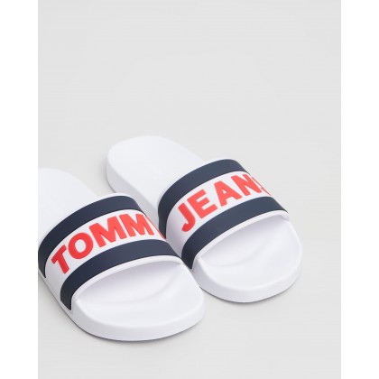 Core Pool Slides - Men's White by Tommy Jeans