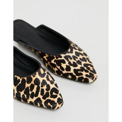Corelli Leather Flats Leopard Pony Hair by Atmos&Here