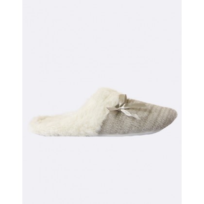 Deshabille Slippers Grey / Ivory by Deshabille Sleepwear