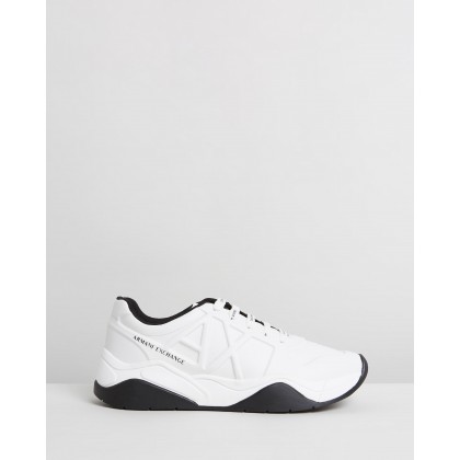 Embossed Lace-Up Sneakers Optic White by Armani Exchange
