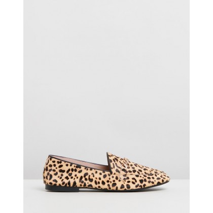 Evelyn Leather Loafers Leopard Ponyhair by Atmos&Here