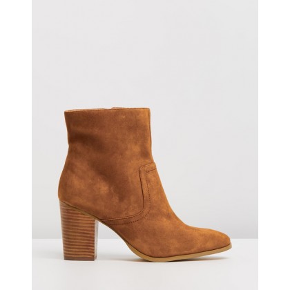 Gisele Leather Ankle Boots Tan Suede by Atmos&Here