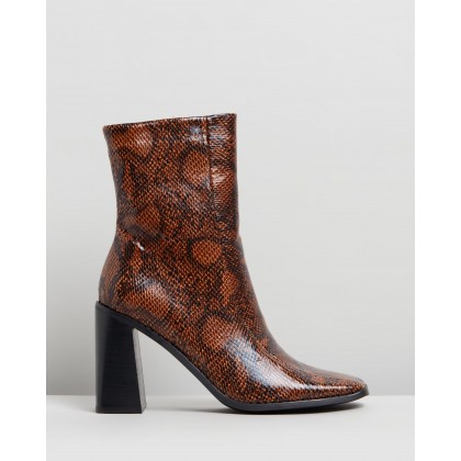 Hallie Ankle Boots Brown Snakeskin by Spurr