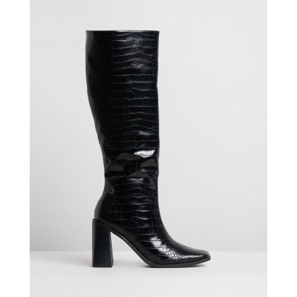 Halston Boots Black Croc Smooth by Spurr