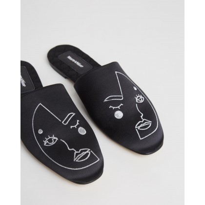 ICONIC EXCLUSIVE - The Line Slippers Black & Silver by Mara & Mine