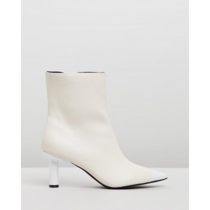 Ines Leather Ankle Boots Ivory & White by Atmos&Here