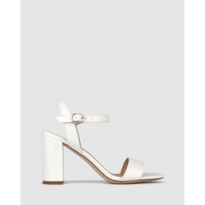 Karly Block Heel Sandals White by Betts