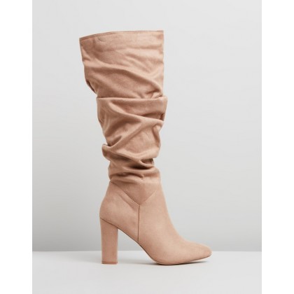 Kaylee Knee High Boots Taupe Microsuede by Spurr