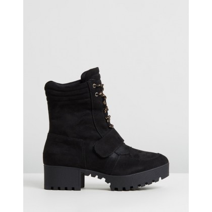 Lace Up Worker Boots Black by Missguided