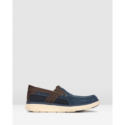 League Leather Comfort Loafers Navy by Airflex