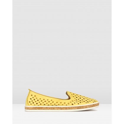 Louis Perforated Leather Loafers Yellow by Airflex