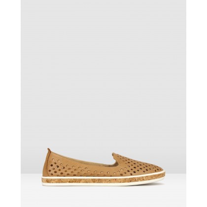 Louis Perforated Leather Loafers Camel by Airflex