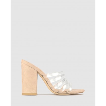 Madox Block Heel Mules Clear Nude by Betts