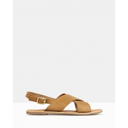 Mate Sling Back Leather Sandals Tan by Betts