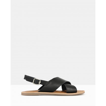 Mate Sling Back Leather Sandals Black by Betts