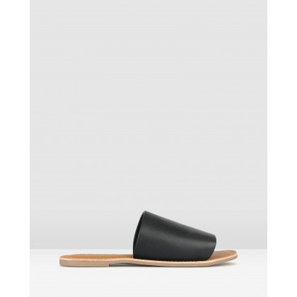Maui Slip On Leather Sandals Black by Betts