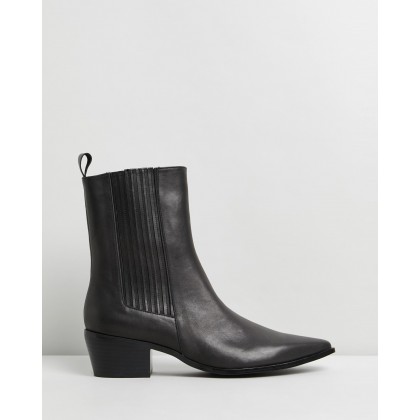 May Leather Ankle Boots Polished Black Leather by Atmos&Here