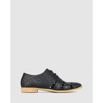 Minnie Cut Out Lace Up Shoes Black by Betts