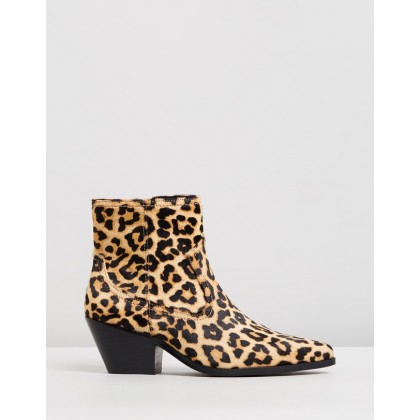 Overton Leather Ankle Boots Leopard Ponyhair by Atmos&Here