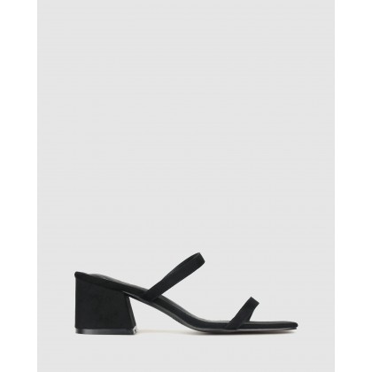 Pascal Block Heel Sandals Black Micro by Betts