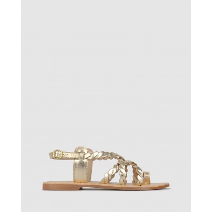 Quatro Woven Leather Sandals Gold by Betts
