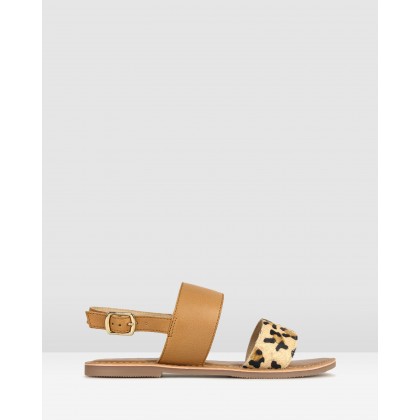 Reef Leather Sling Back Sandals Leopard Tan by Betts