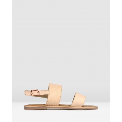 Reef Leather Sling Back Sandals Nude Reptile by Betts