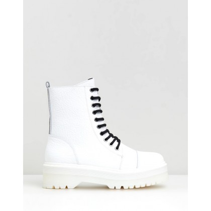 Rifka Super Chunky Leather Ankle Boots White by Bronx