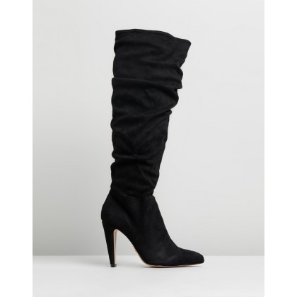 Ruched Knee High Boots Black by Lipsy