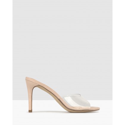 Sly Stiletto Heel Mules Nude Clear by Betts