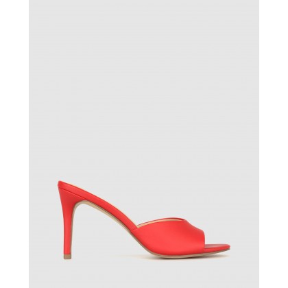 Sly Stiletto Heel Mules Red by Betts