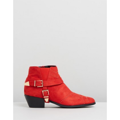 Sophie Ankle Boots Red Microsuede by Spurr