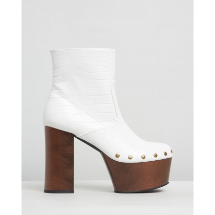 Stanley Ankle Boots White Croc by Dazie