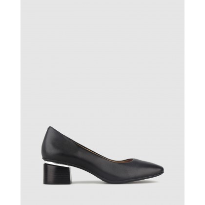 Stunning Square Toe Leather Pumps Black by Airflex