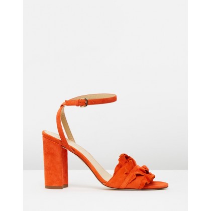 Suede Stella Ruffle Sandals Bright Persimmon by J.Crew