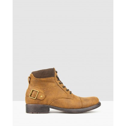 Thunder Lace Up Combat Boots Tan by Betts