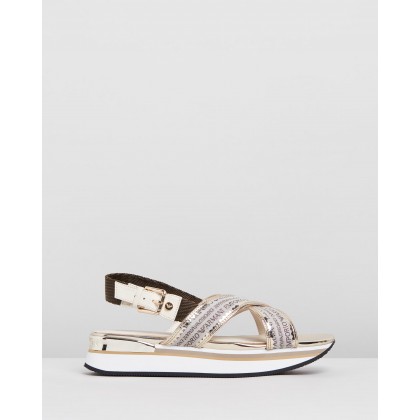 Wedge Heel Sandals Gold by Emporio Armani