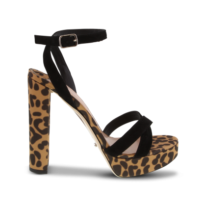 Liv Black Kid Suede/Leopard Satin Heels by Tony Bianco Shoes