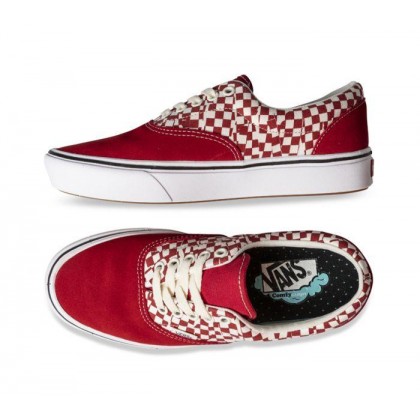 (Tear Check) Racing Red/True White - COMFYCUSH ERA TEAR CHECK RED Sale Shoes by Vans
